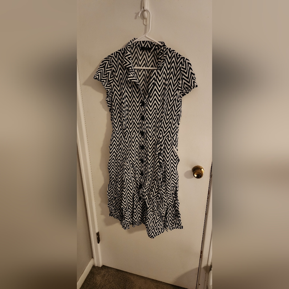 Mlle Gabrielle Monochrome Chevron Dress